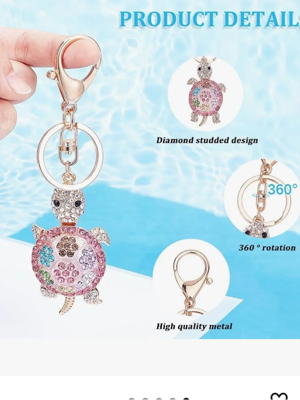 Crystal turtle purse/bag charm keychain